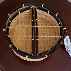 IKEA SNOPLOG Set of 3 Bamboo Baskets Height 4 3/4"